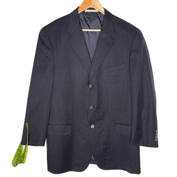 Joseph Abboud Mens 42R Gray 3 Button Blazer 100% WOOL Suit Jacket Sharkskin - Picture 1 of 11